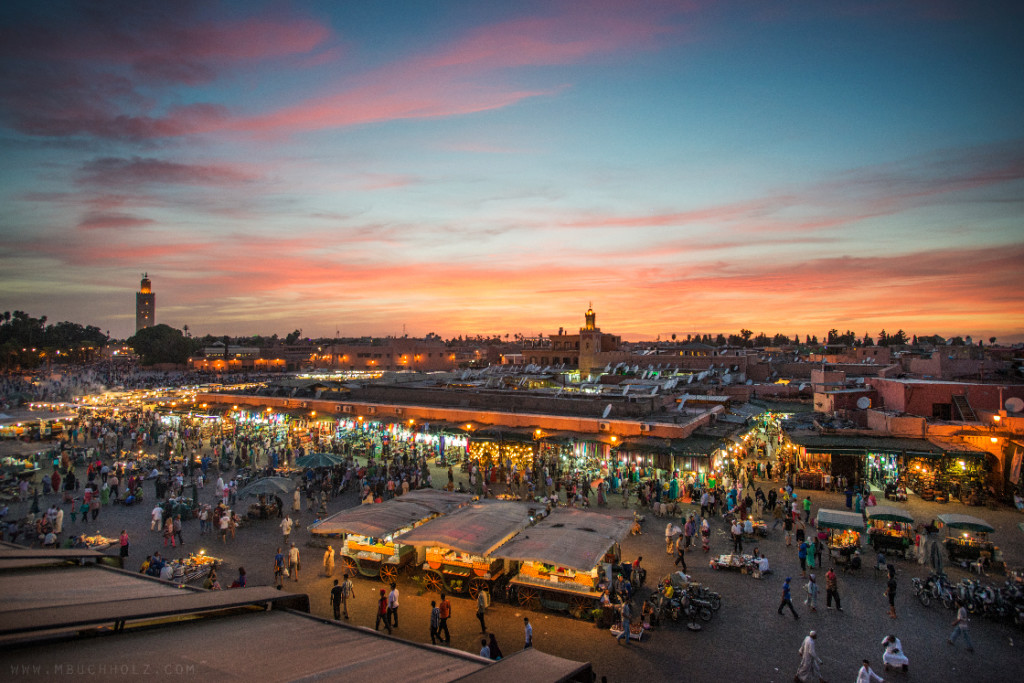 Markets of Morocco at Sunset